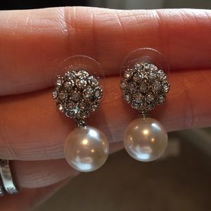 Pearl and crystal drop earrings